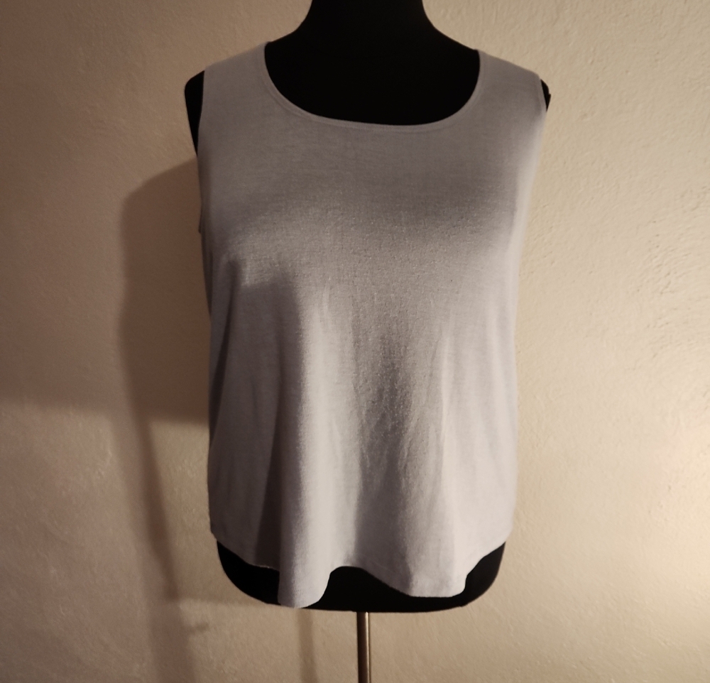 Slinky Brand Light Gray Scoop Neck Tank Top